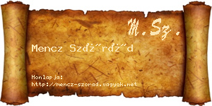 Mencz Szórád névjegykártya